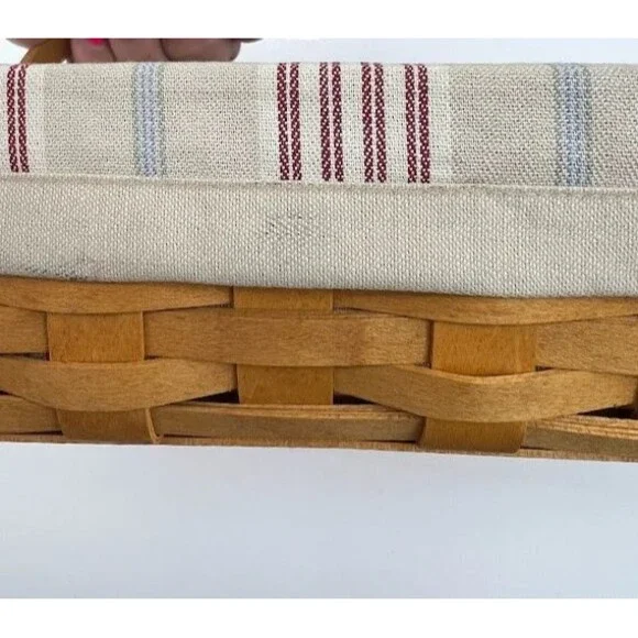 Longaberger 2002 Classic Rectangular Basket With Liner And Plastic Divider  13" - Picture 6 of 6